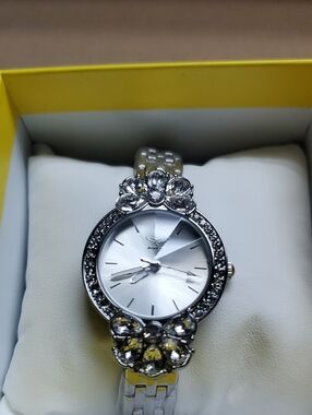 Invicta Silver Crystal Floral Accent Women's Watch